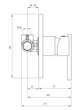 Deante Cubic falsík alatti egykaros zuhanycsaptelep BDD 044L