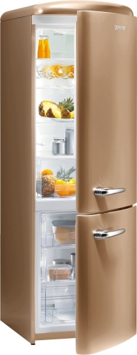 Gorenje alul fagyasztós kombinált hűtőszekrény, old timer A++, royal kávé RK60359OCO