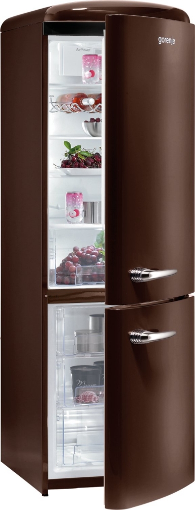 Gorenje alul fagyasztós kombinált hűtőszekrény, old timer A++, étcsokoládé barna RK60359OCH