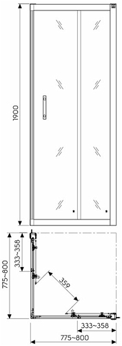 Kolo Geo-6 szögletes zuhanykabin 80 (GKDK80222003) A+B