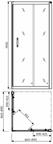 Kolo Geo-6 szögletes zuhanykabin 90 (GKDK90222003) A+B
