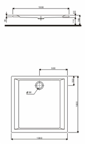 Kolo Pacifik szögletes zuhanytálca antislide felülettel (100x100 cm, XBK0710101)