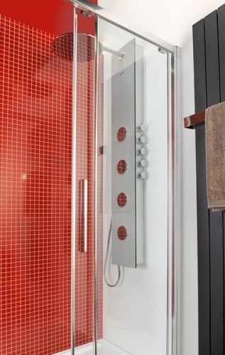 Sapho 5SIDE zuhanypanel keverős csapteleppel 4 masszázsfúvókával, alumínium (80211)