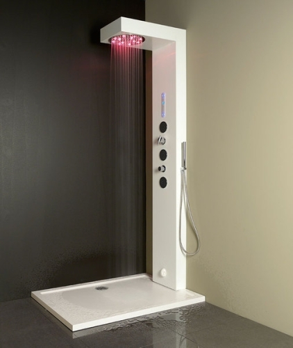 Sapho OVAL zuhanypanel LED fejzuhannyal, gőzzel 220x32x1,3cm, fehér (80800)