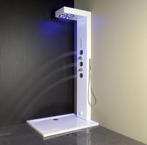 Sapho OVAL zuhanypanel LED fejzuhannyal, gőzzel 220x32x1,3cm, fehér (80800)