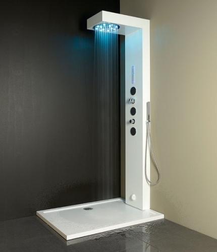 Sapho OVAL zuhanypanel LED fejzuhannyal, gőzzel 220x32x1,3cm, fehér (80800)