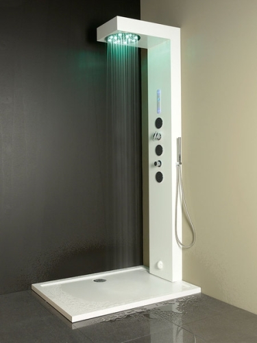 Sapho OVAL zuhanypanel LED fejzuhannyal, gőzzel 220x32x1,3cm, fehér (80800)