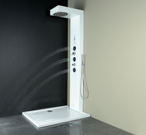 Sapho OVAL zuhanypanel LED fejzuhannyal, gőzzel 220x32x1,3cm, fehér (80800)