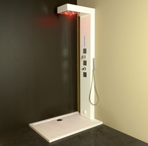 Sapho CUBE zuhanypanel LED fejzuhannyal, gőzzel 220x32x1,3cm, fehér (80810)