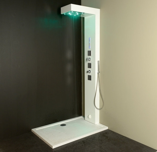 Sapho CUBE zuhanypanel LED fejzuhannyal, gőzzel 220x32x1,3cm, fehér (80810)