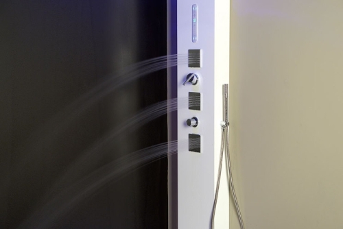 Sapho CUBE zuhanypanel LED fejzuhannyal, gőzzel 220x32x1,3cm, fehér (80810)