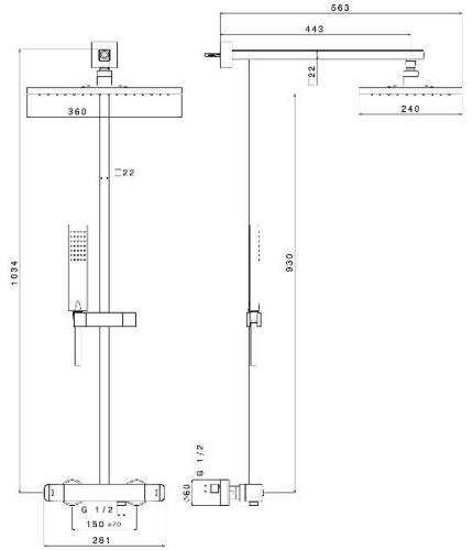 Sapho AQUARAMA zuhanyoszlop termosztatikus csapteleppel, króm (AM64SP2151)