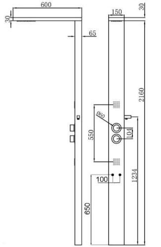 Sapho inox zuhanypanel, keverős csaptelep, mikro fúvókákkal (AQ568)