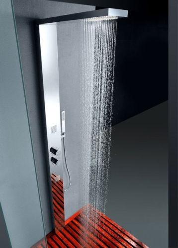 Sapho inox zuhanypanel, keverős csaptelep, mikro fúvókákkal (AQ568)