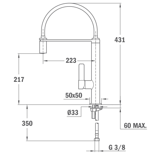 Teka Formentera FO 937 mosogató csaptelep flexibilis fehér kifolyócsővel 62.937.02.0FW