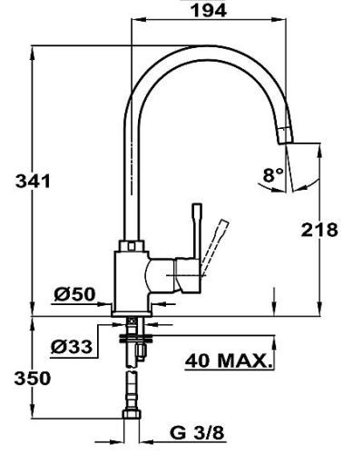Teka Alaior SP 995 inox mosogató csaptelep 55.995.02.0I