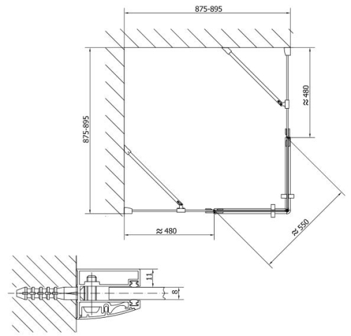 POLYSAN 90x90 cm Szögletes zuhanykabin (BN1615)