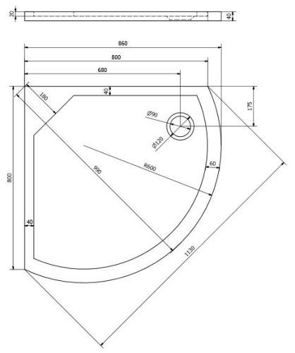 Sapho GELCO DITA 80x80 cm íves zuhanytálca, R59, (GD608)
