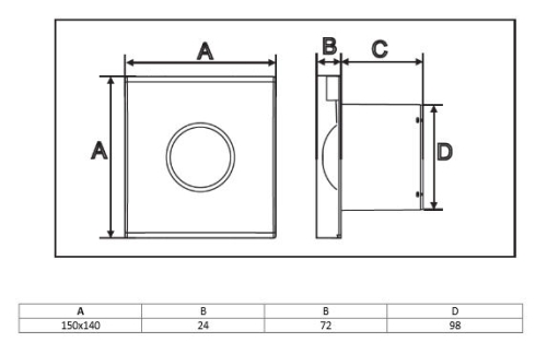 Sapho LITE axiális fürdőszobai ventillátor időzítővel, 15W, cső átmérő 100mm, fekete (LT104)