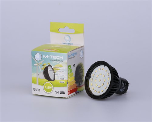 Led Fényforrás M-Tech GU10 Spot 24 LED SMD, 230V, 5W, 290Lm Meleg Fehér 3000K, 3014, Dimmable MTL466 led izzó