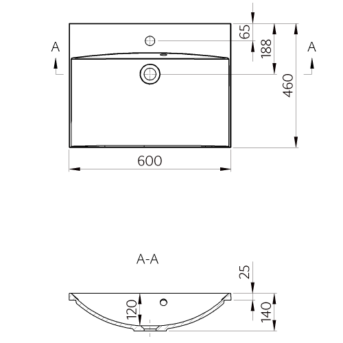 Sapho MARIA 60x46cm öntöttmárvány mosdó, fehér MA060