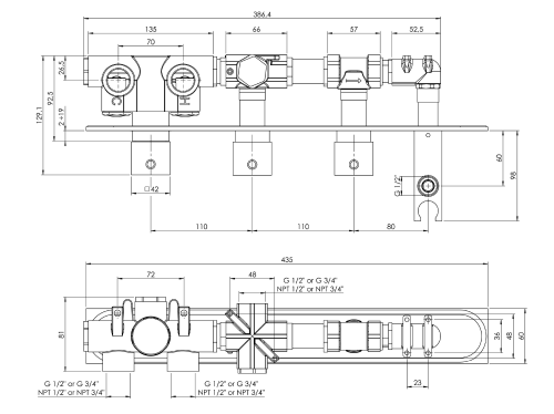 Sapho MASTERMAX falba süllyesztett termosztátos csaptelep, kézizuhany tartóval, zuhanyszett nélkül, króm (MB453)