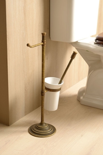 Sapho álló Wc papír és WC kefe tartó, bronz (MC132)