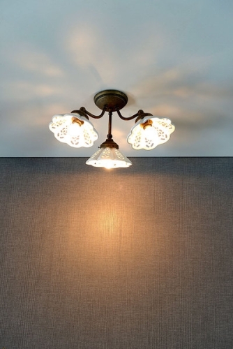 Sapho NAPOLI mennyezeti lámpa, E14 3x40W, 230V, keramia búrával, bronz (MC613)