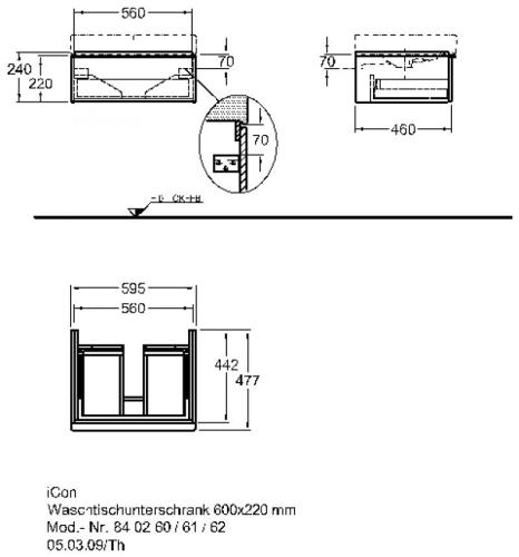 Keramag Icon mosdószekrény matt láva fekete (59,5x24x47,7 cm, 841261000)