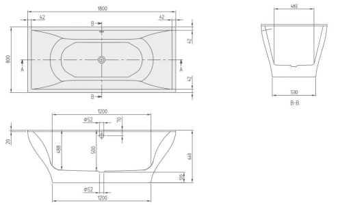 Villeroy and Boch La Belle 180x80 cm szabadon álló fürdőkád UBQ180LAB2PDV-01