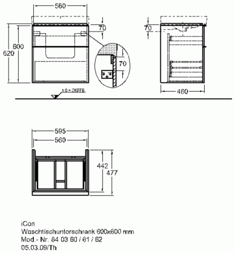 Keramag Icon mosdószekrény magasfényű fehér (59,5x62x47,7 cm, 840360000)