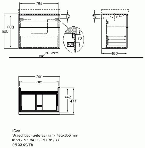 Keramag Icon mosdószekrény magasfényű platina (74x62x47,7 cm, 840377000)