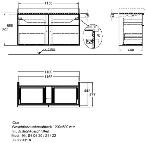 Keramag Icon mosdószekrény magasfényű platina (119x62x47,7 cm, 840422000)