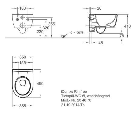 Keramag Icon xs fali WC keratect felülettel (204030600)
