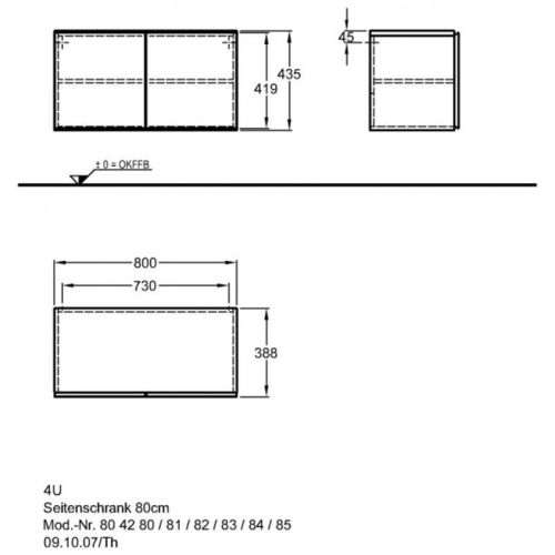 Keramag 4 U alacsony kiegészítő szekrény magasfényű fehér (80x43,5x39 cm, 804285000)