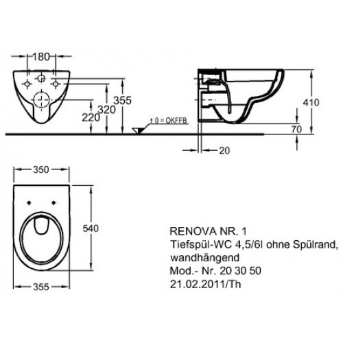 Keramag Renova Nr. 1 Plan fali WC (203040000)