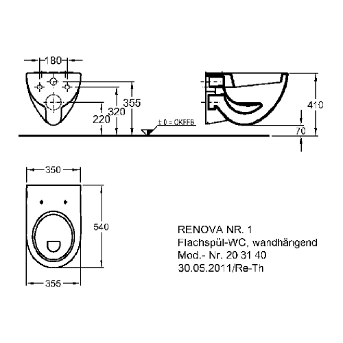 Keramag Renova Nr. 1 Plan fali WC keratect felülettel (203140600)