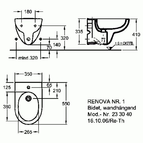 Keramag Renova Nr. 1 Plan fali bidé keratect felülettel (233040600)