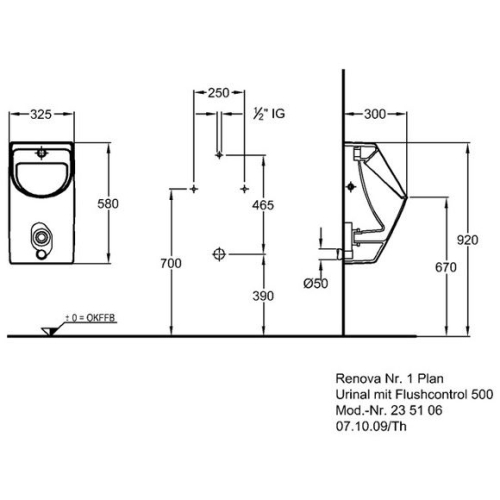 Keramag Renova Nr. 1 Plan vizelde flushcontrol 1000 automatikus öblítéssel keratect felülettel (235106600)