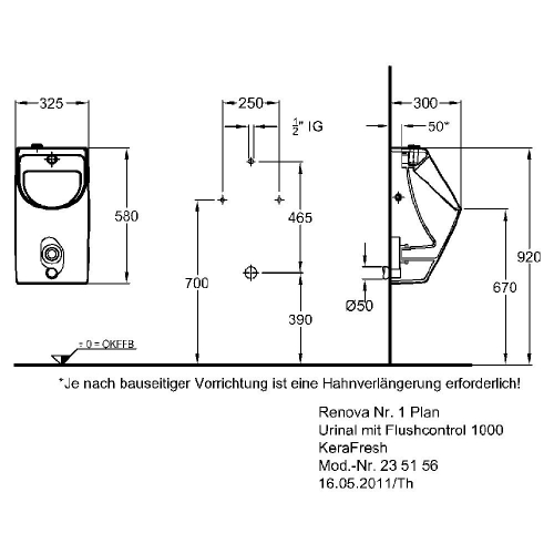 Keramag Renova Nr. 1 Plan vizelde flushcontrol 1000 N automatikus öblítéssel kerafresh rendszerrel keratect felülettel (235158600)