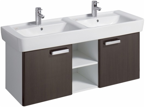 Keramag Renova Nr. 1 Plan szekrény dupla mosdó alá magasfényű wenge (120x46,3x44,5 cm, 879233000)