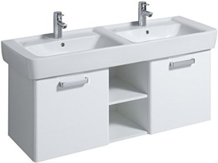 Keramag Renova Nr. 1 Plan szekrény dupla mosdó alá magasfényű fehér (120x46,3x44,5 cm, 879240000)