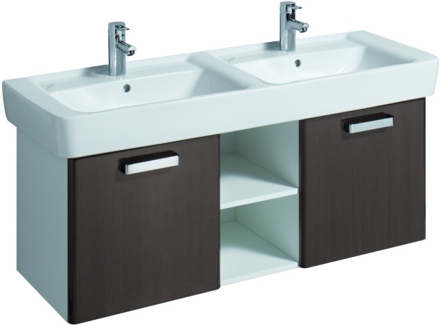 Keramag Renova Nr. 1 Plan szekrény dupla mosdó alá magasfényű wenge (120x46,3x44,5 cm, 879243000)