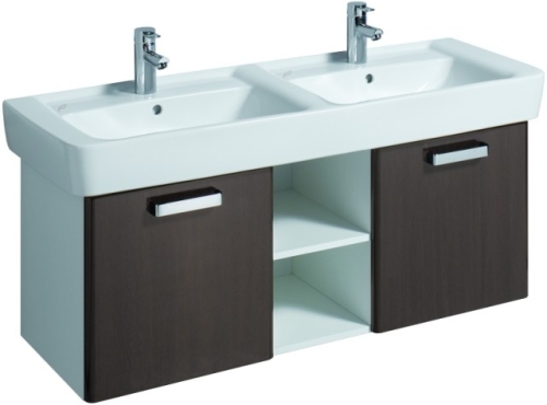 Keramag Renova Nr. 1 Plan szekrény dupla mosdó alá magasfényű wenge (120x46,3x44,5 cm, 879243000)