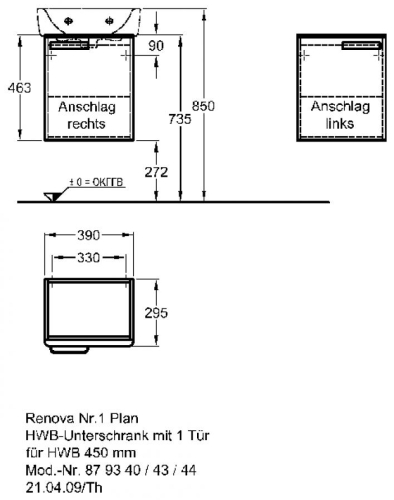 Keramag Renova Nr. 1 Plan szekrény kézmosó alá magasfényű wenge (39x46,3x28,5 cm, 879343000)