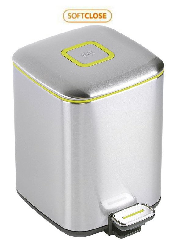 Sapho REGENT szemetes 6l, Soft Close, csiszolt inox, ezüst (DR301)