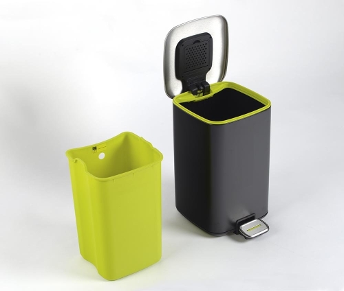 Sapho REGENT szemetes 12l, Soft Close, csiszolt inox, fekete (DR312)