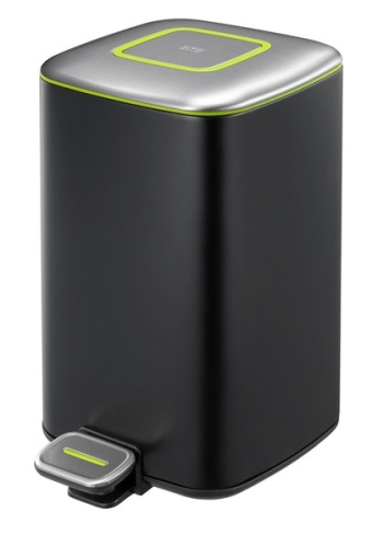 Sapho REGENT szemetes 12l, Soft Close, csiszolt inox, fekete (DR312)