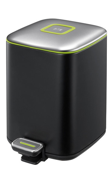 Sapho REGENT szemetes 6l, Soft Close, csiszolt inox, fekete (DR311)