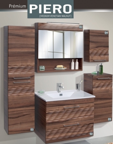 Guido Prémium Piero oldalsó magas fürdőszoba szekrény szennyeskosárral (39x140x28 cm, #Prémium Piero 03)